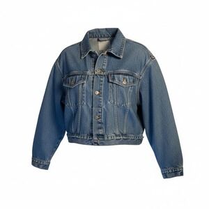 AG Adriano Goldschmied Womens Cropped Denim Jacket Blue Size S USA Made